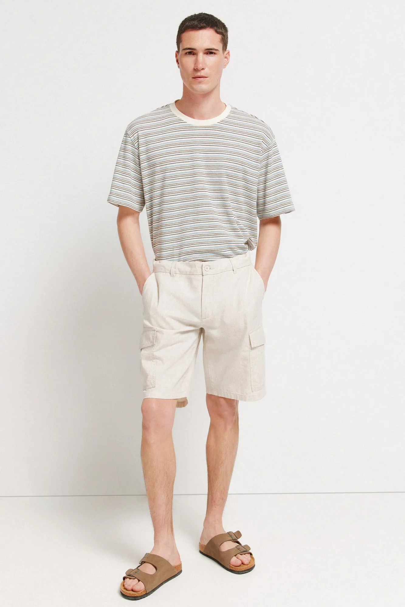 Springfield Bermuda coupe confort en lin gris