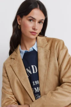 Discount Springfield Blazer en daim synth&eacute;tique camel