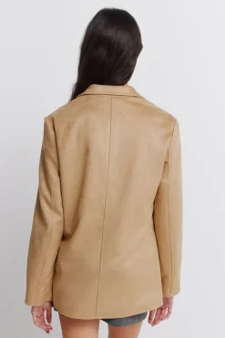Discount Springfield Blazer en daim synth&eacute;tique camel