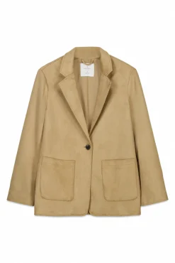Discount Springfield Blazer en daim synth&eacute;tique camel