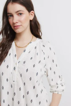 New Springfield Blouse brod&eacute;e en dentelle marron