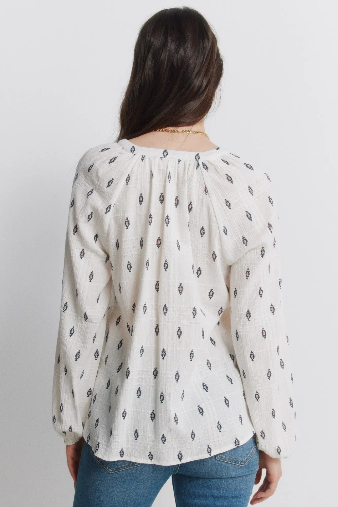 New Springfield Blouse brodée en dentelle marron