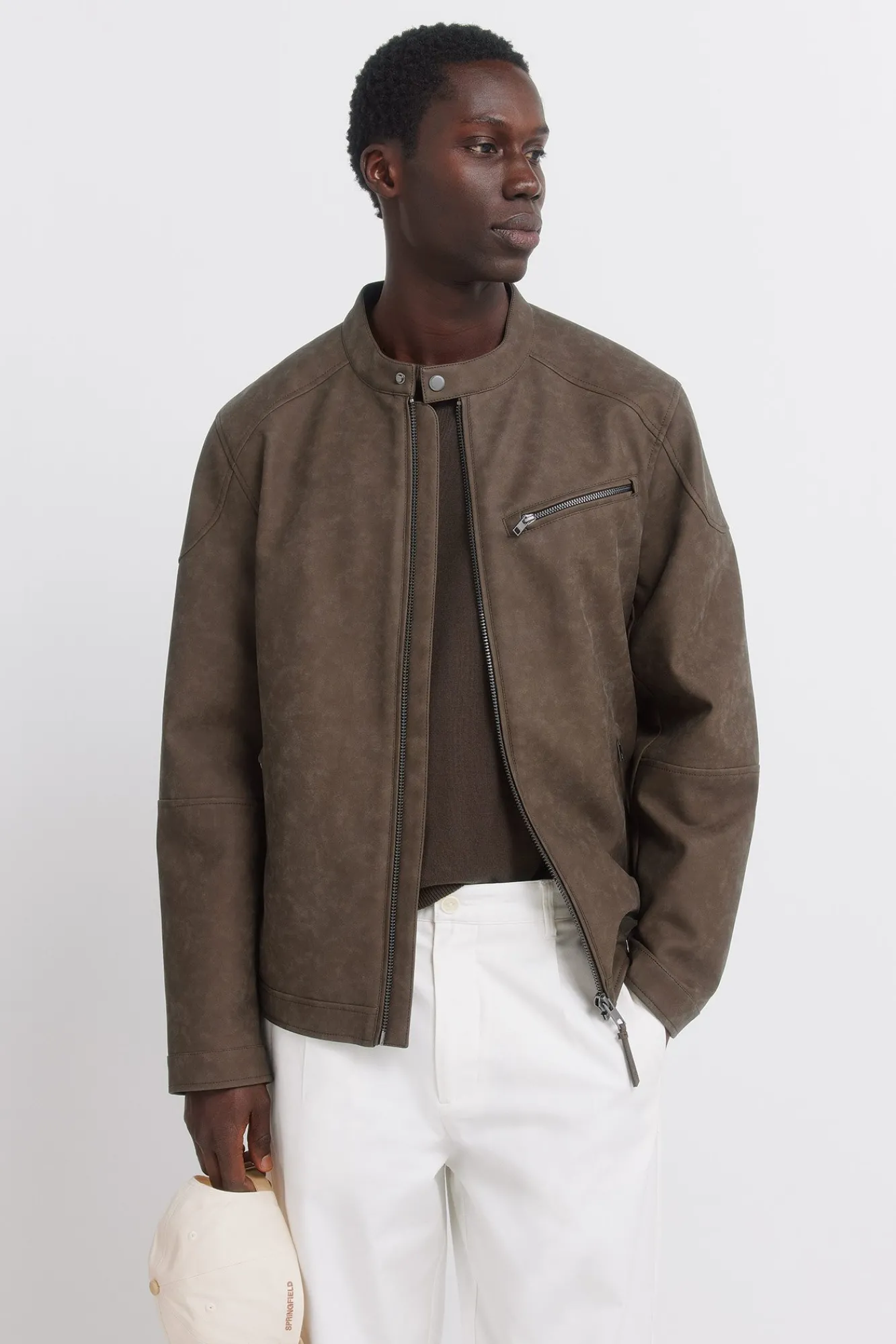 Discount Springfield Blouson effet cuir nude