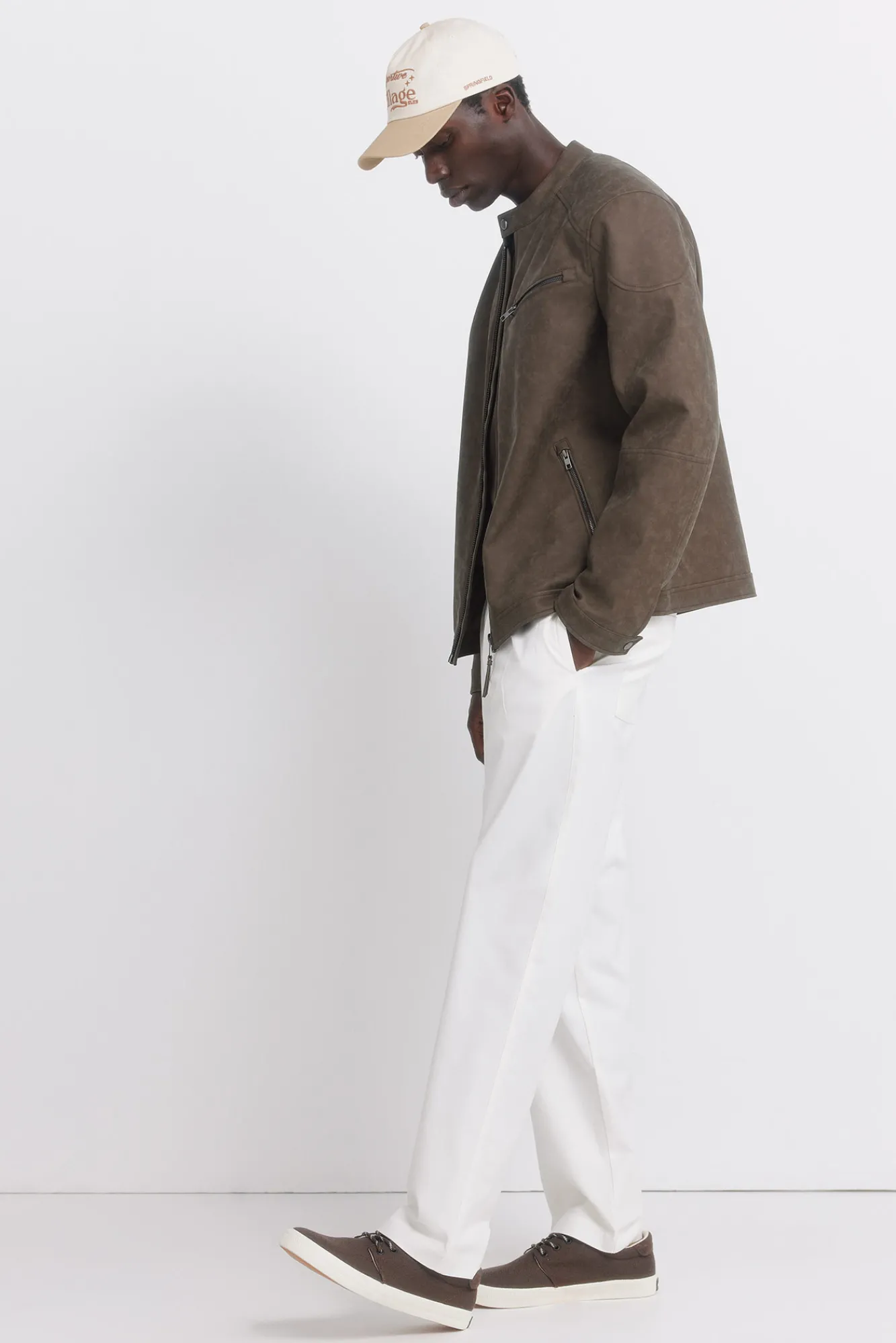 Discount Springfield Blouson effet cuir nude
