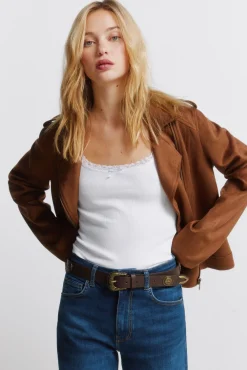 Best Springfield Blouson en daim avec passants