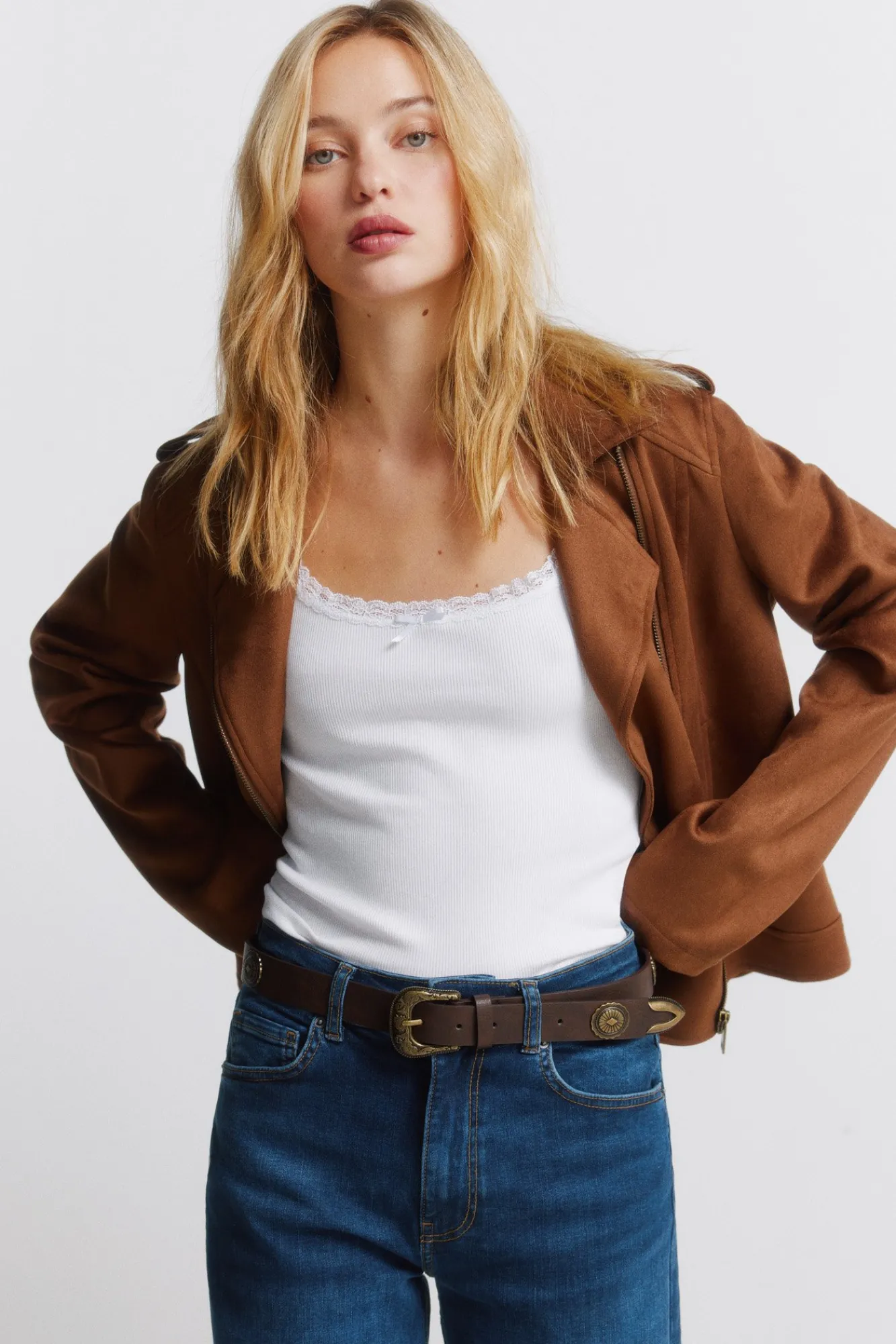 Best Springfield Blouson en daim avec passants
