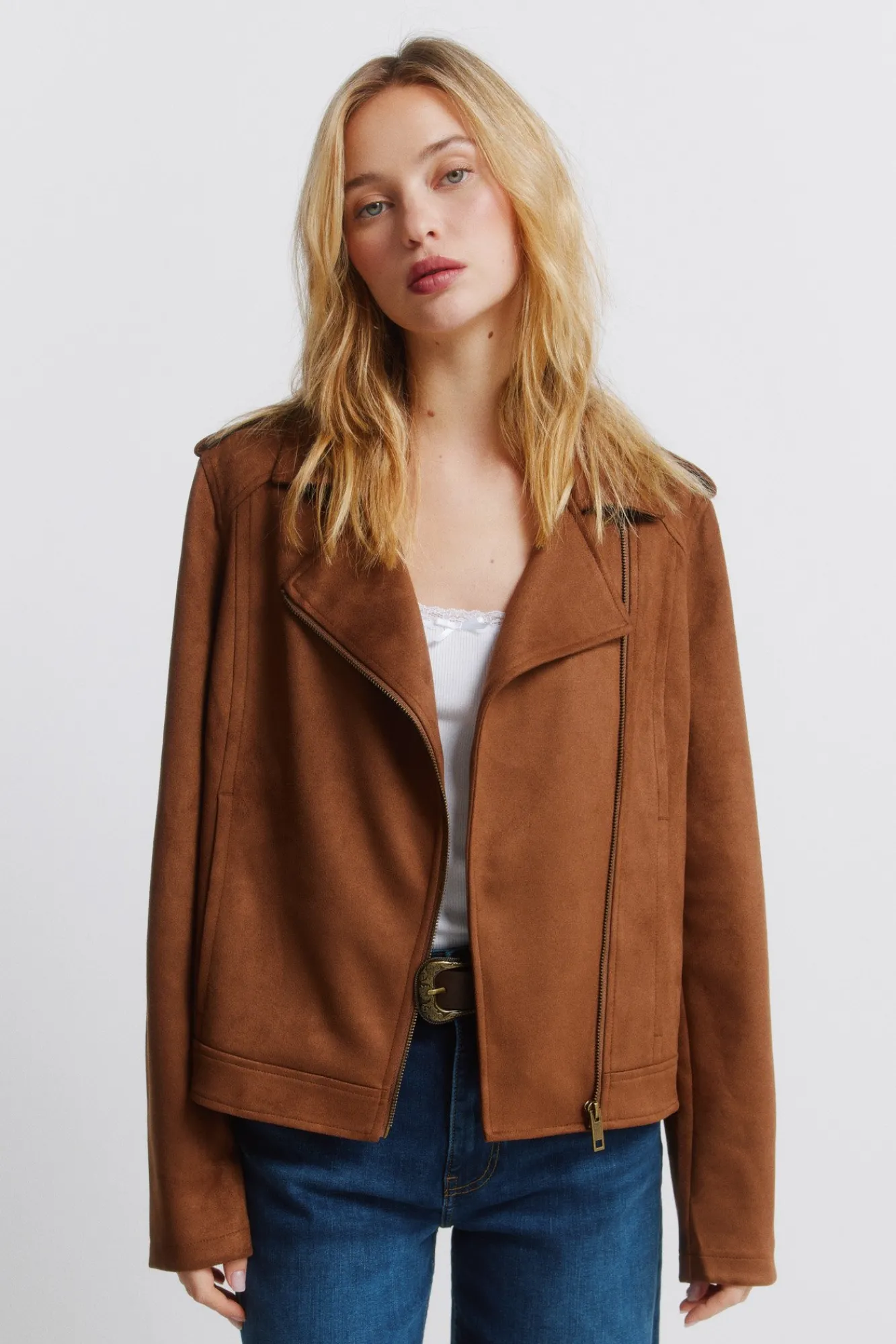 Best Springfield Blouson en daim avec passants
