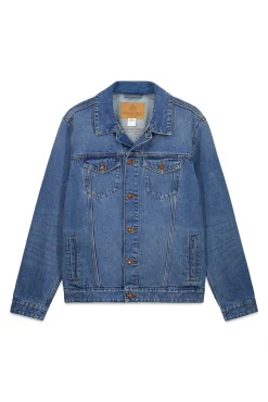 New Springfield Blouson en denim délavé moyen foncé bleu