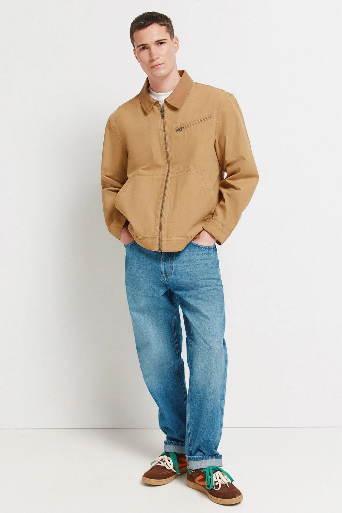 Clearance Springfield Blouson lavé à contraste en coton