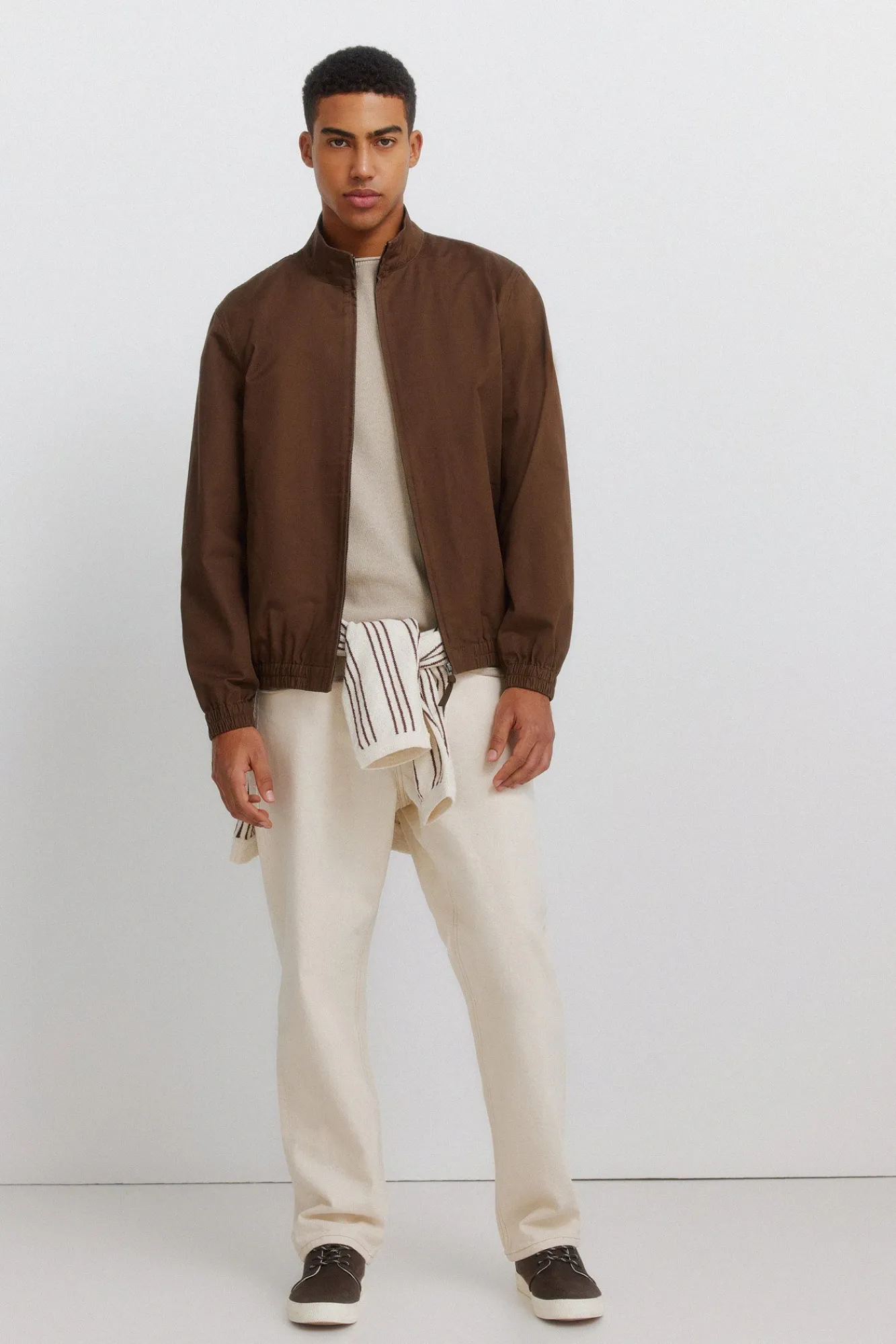 New Springfield Blouson léger en lin et coton nude