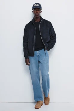 Hot Springfield Blouson matelassé effet daim bleu