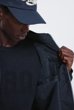 Hot Springfield Blouson matelassé effet daim bleu