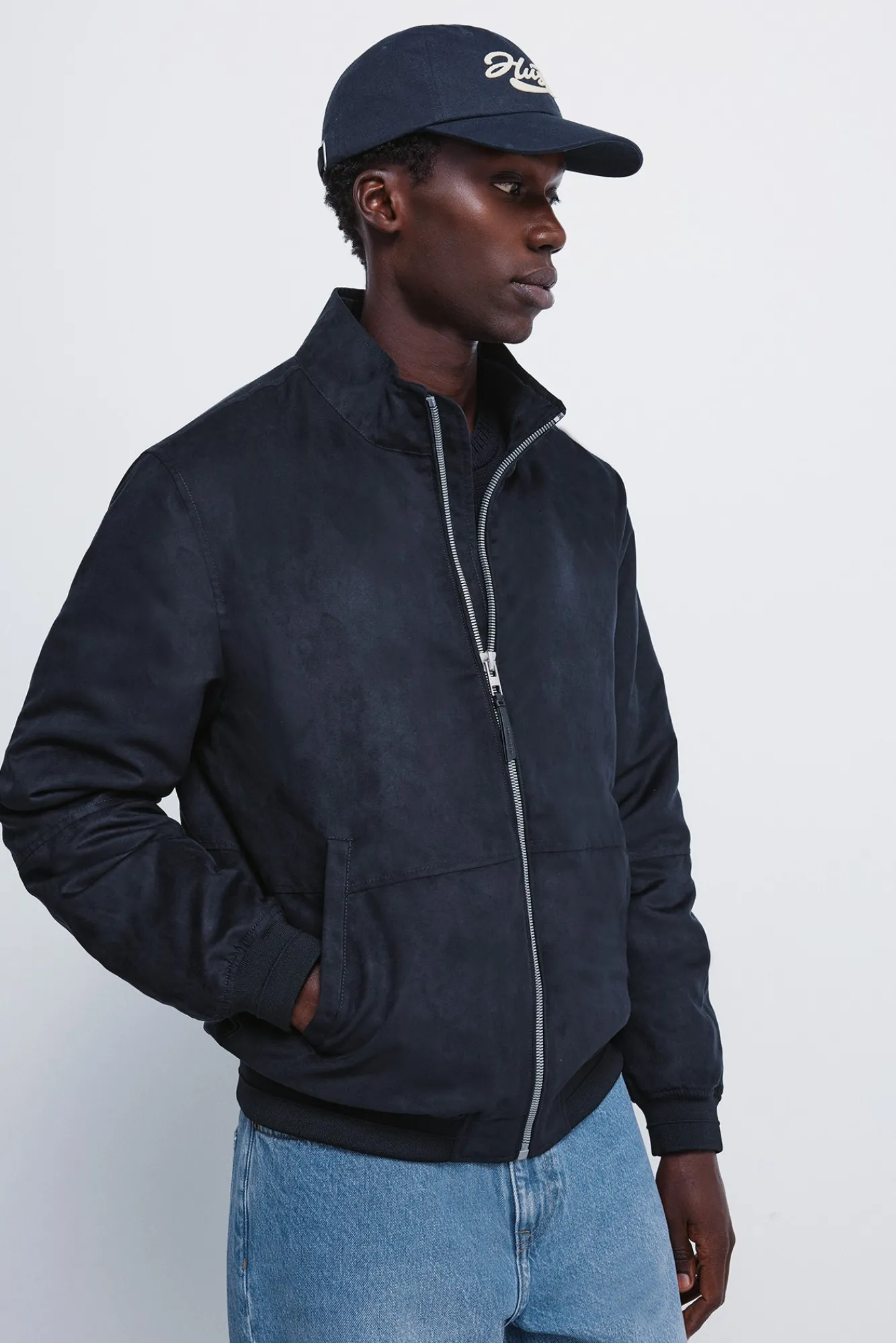 Hot Springfield Blouson matelassé effet daim bleu