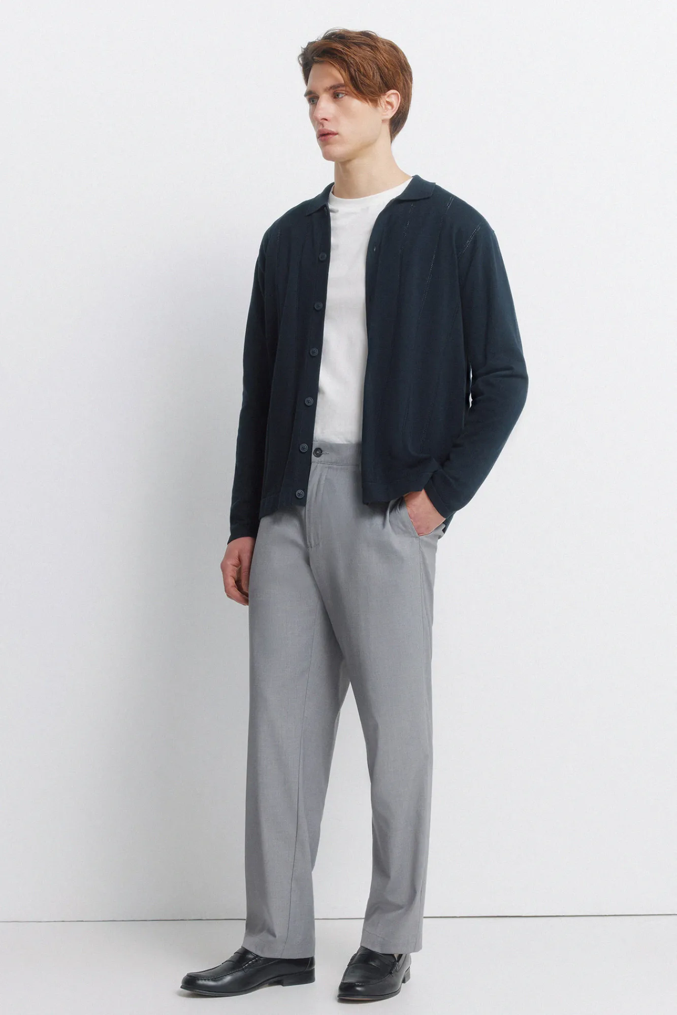 Online Springfield Cardigan à boutons col polo bleu