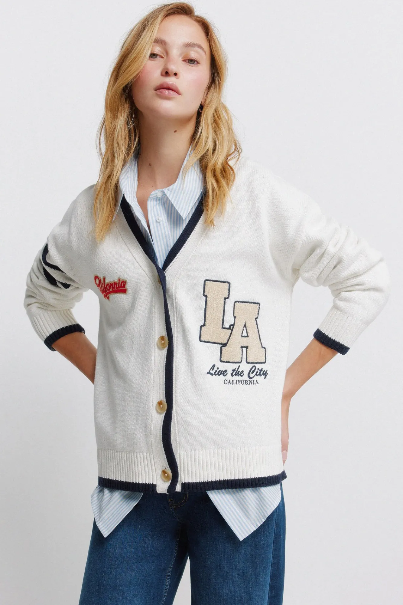 Hot Springfield Cardigan à boutons L.A blanc