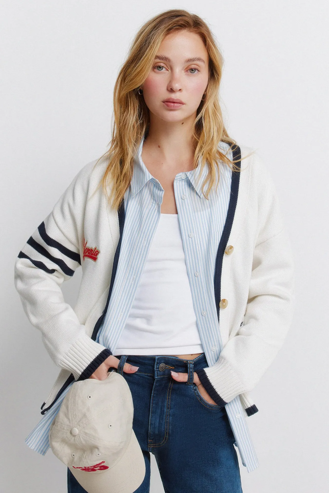 Hot Springfield Cardigan à boutons L.A blanc