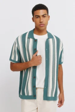 Hot Springfield Cardigan à rayures à boutons bleu
