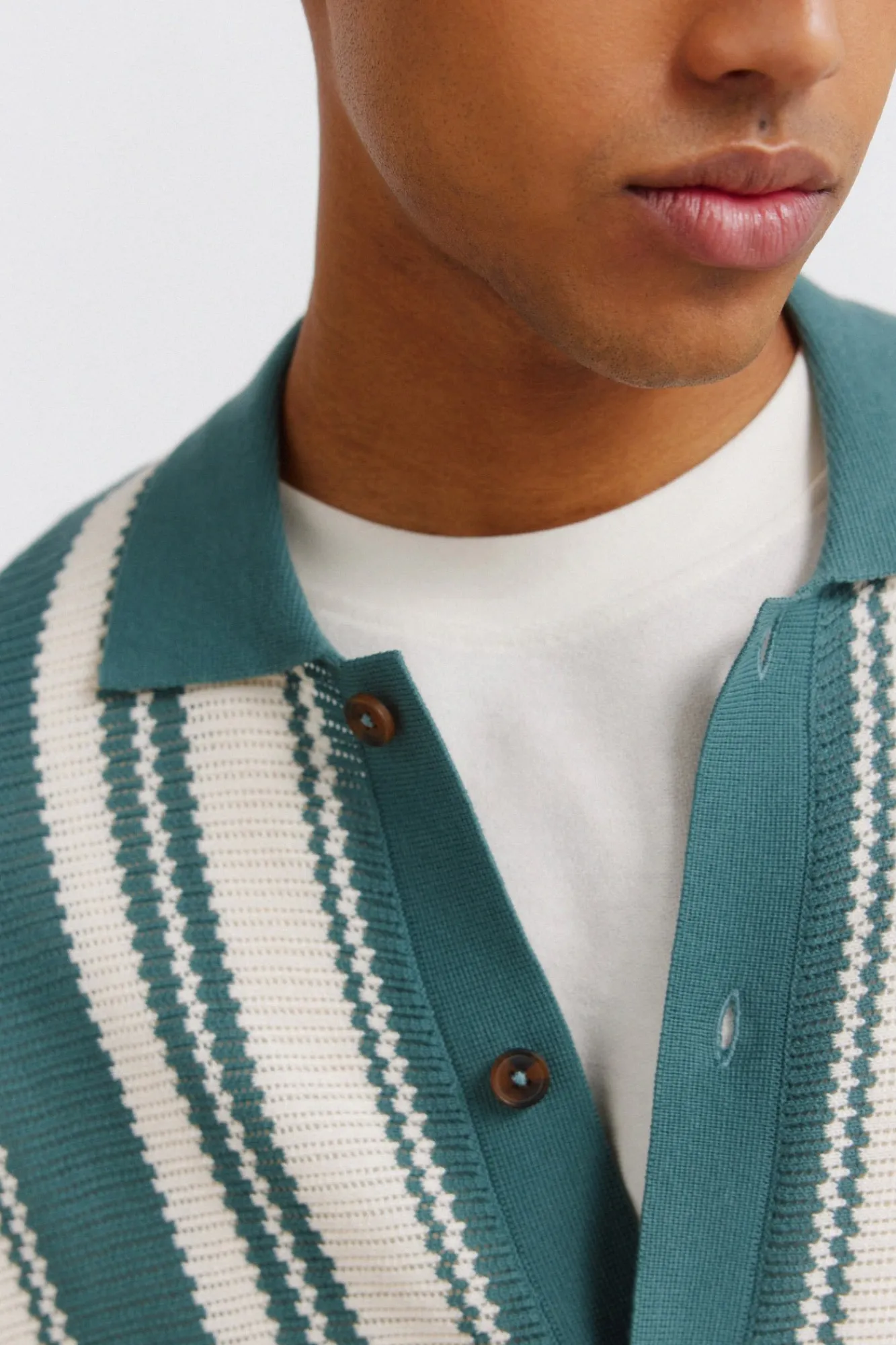 Hot Springfield Cardigan à rayures à boutons bleu