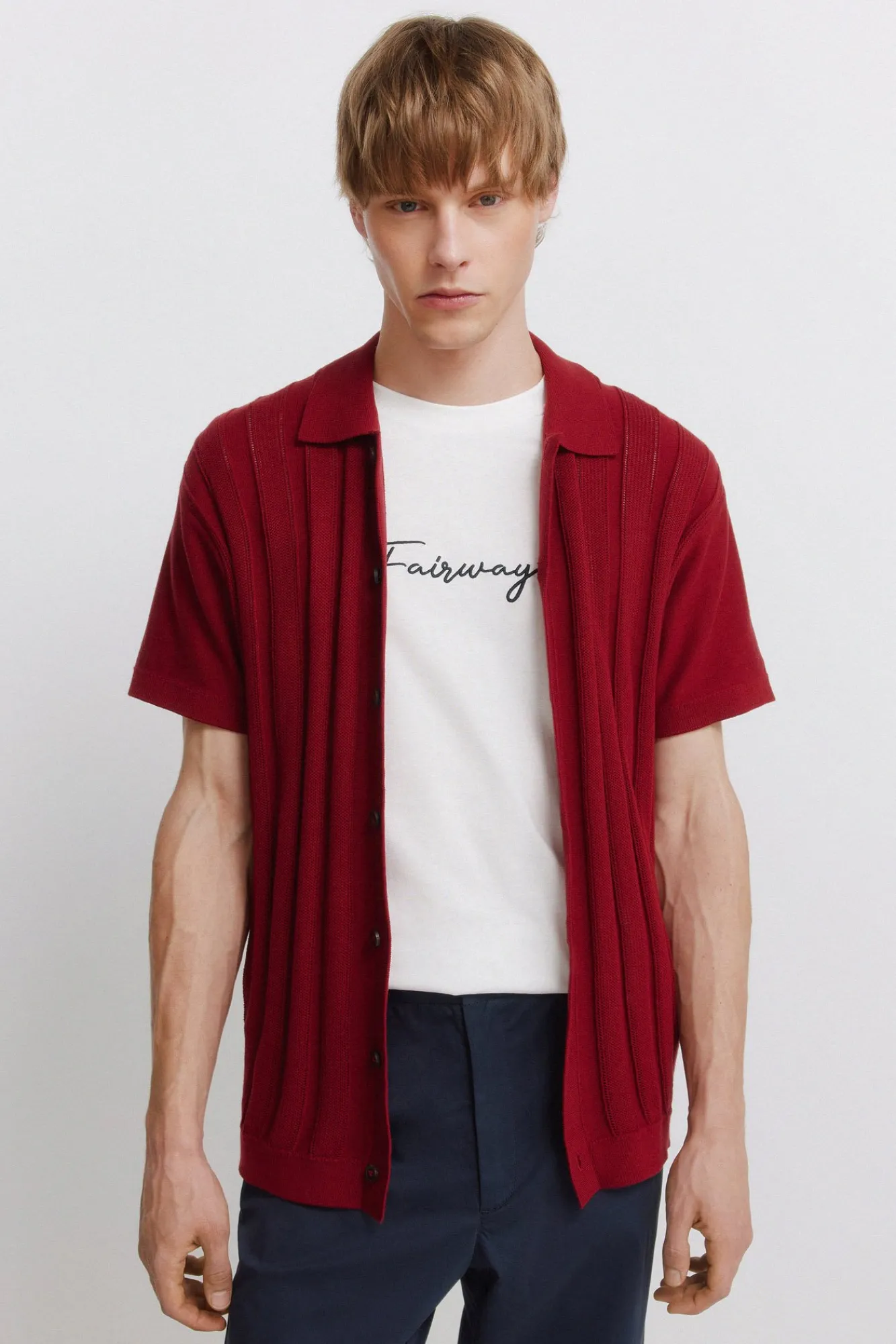 Springfield Cardigan à structure fantaisie rouge