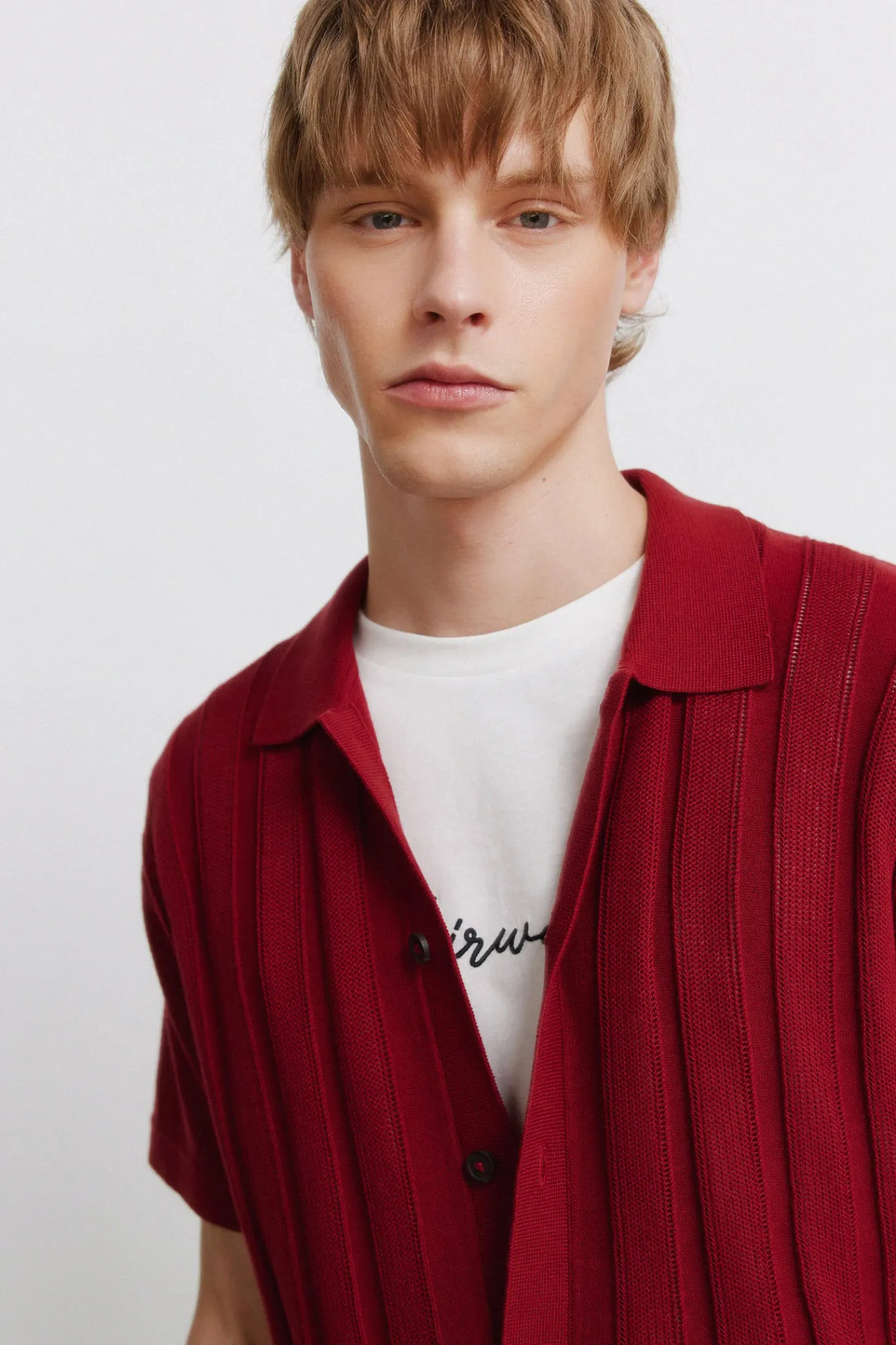 Springfield Cardigan à structure fantaisie rouge