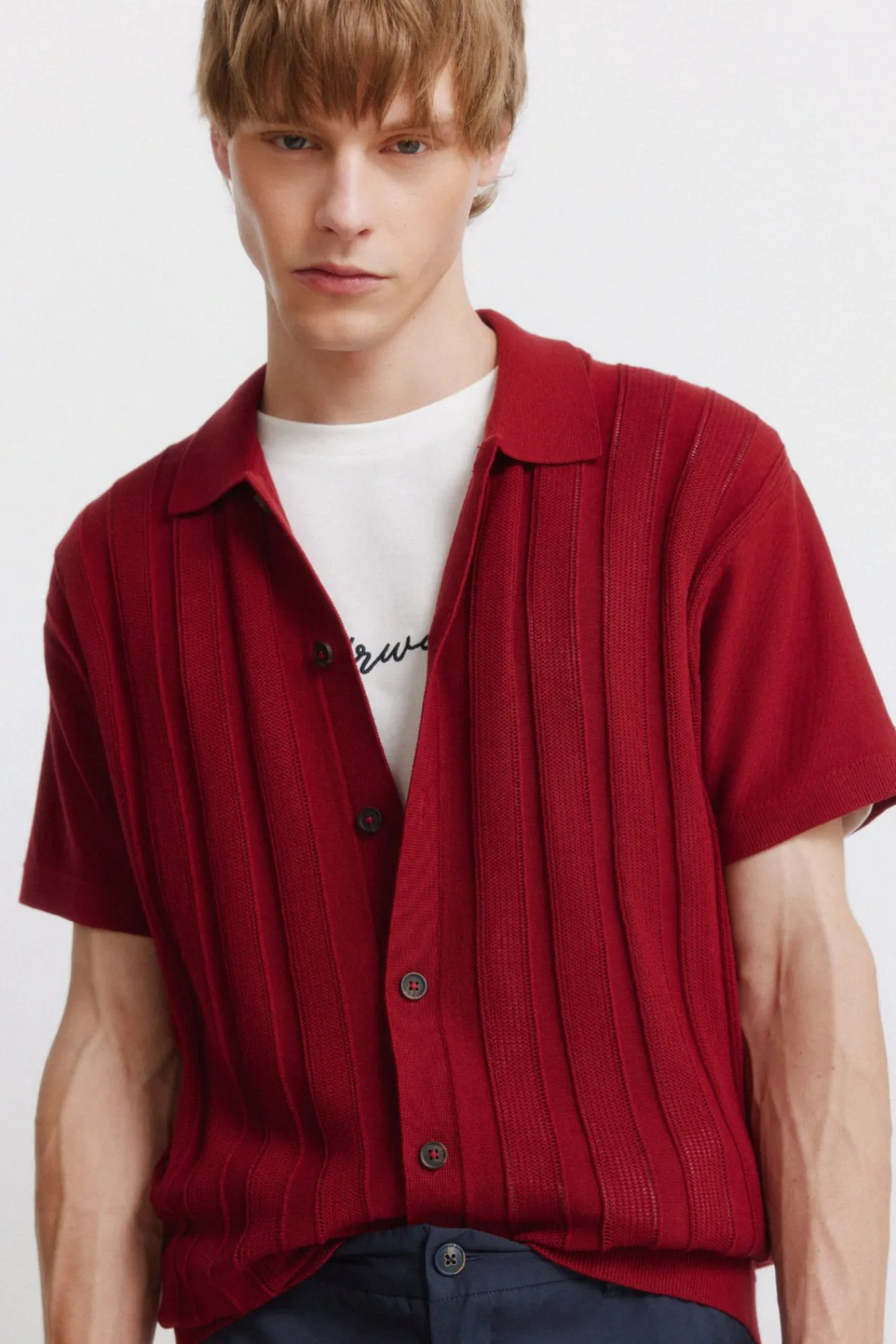 Springfield Cardigan à structure fantaisie rouge