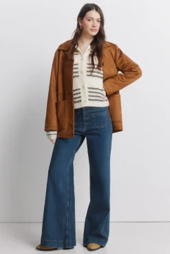 Online Springfield Cardigan pointelle à rayures marron