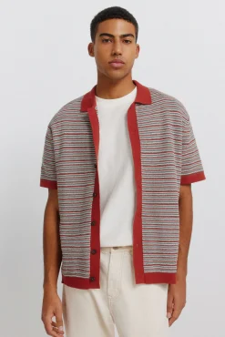 New Springfield Cardigan structuré à manches courtes rouge