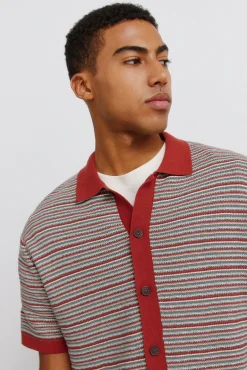New Springfield Cardigan structur&eacute; &agrave; manches courtes rouge