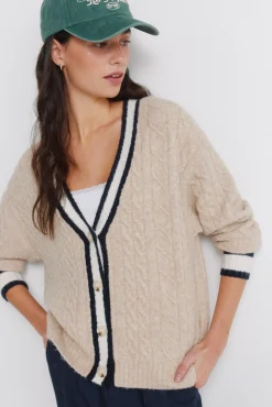 Sale Springfield Cardigan torsad&eacute; bleu