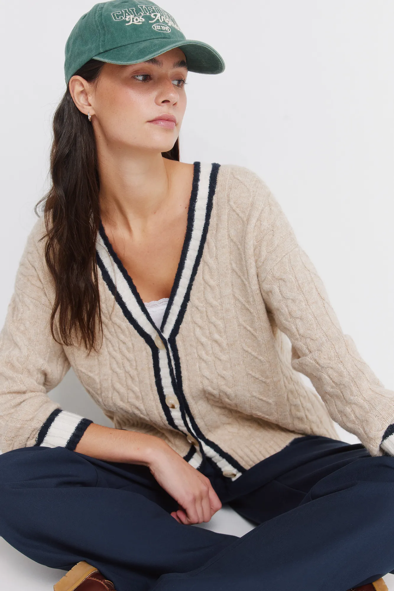 Sale Springfield Cardigan torsadé bleu