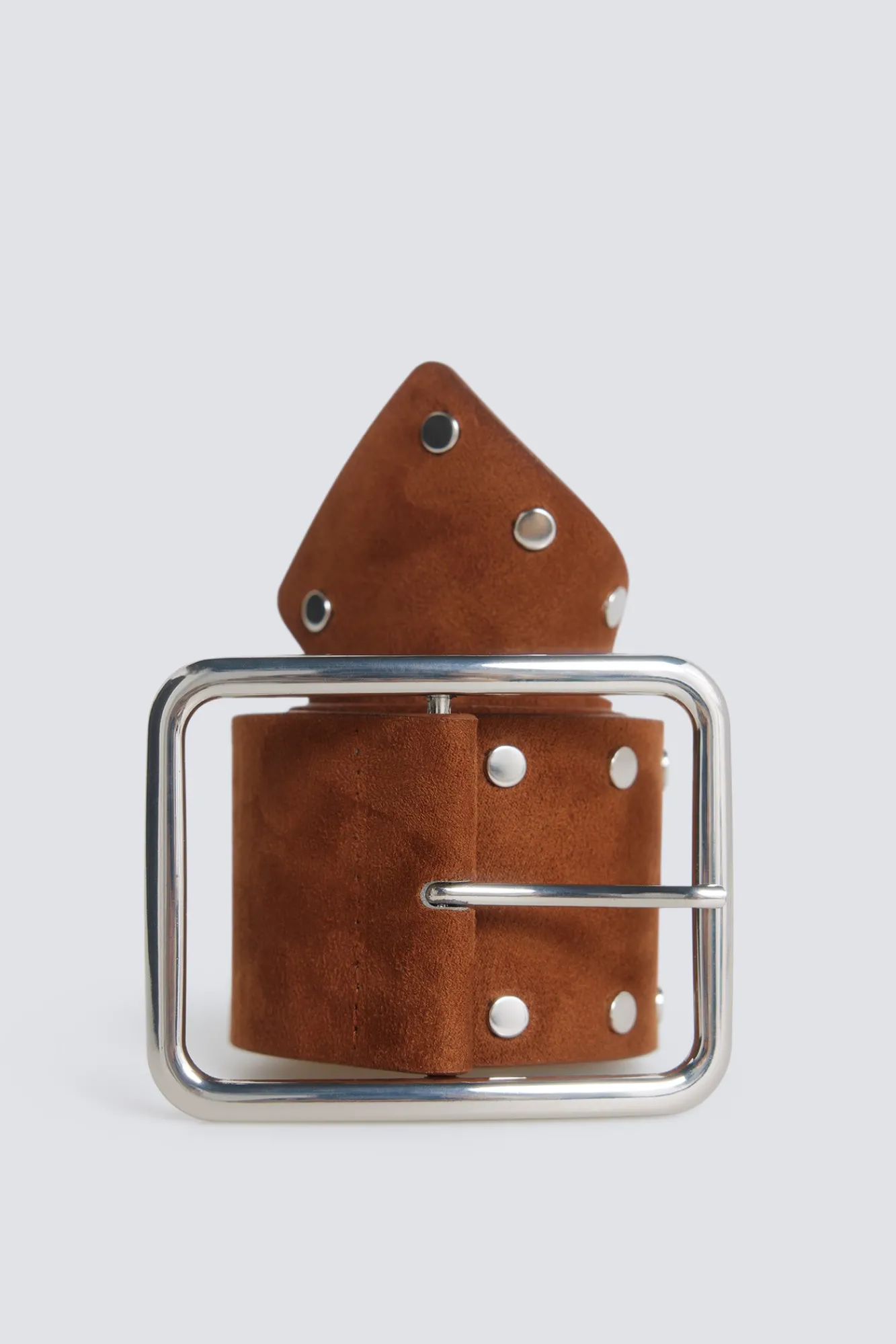 Sale Springfield Ceinture large en daim à clous nude
