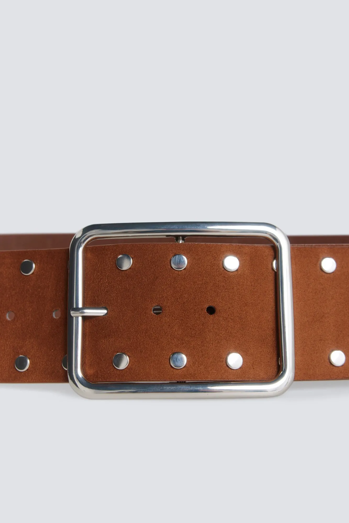 Sale Springfield Ceinture large en daim à clous nude