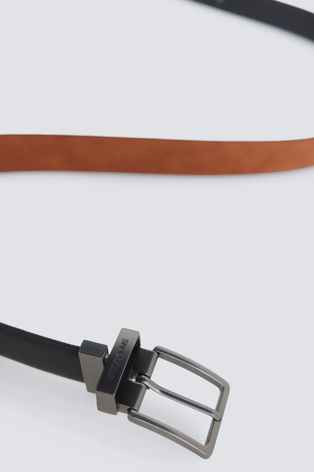 New Springfield Ceinture réversible micro-perforée noir