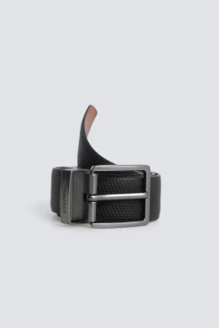 New Springfield Ceinture réversible micro-perforée noir