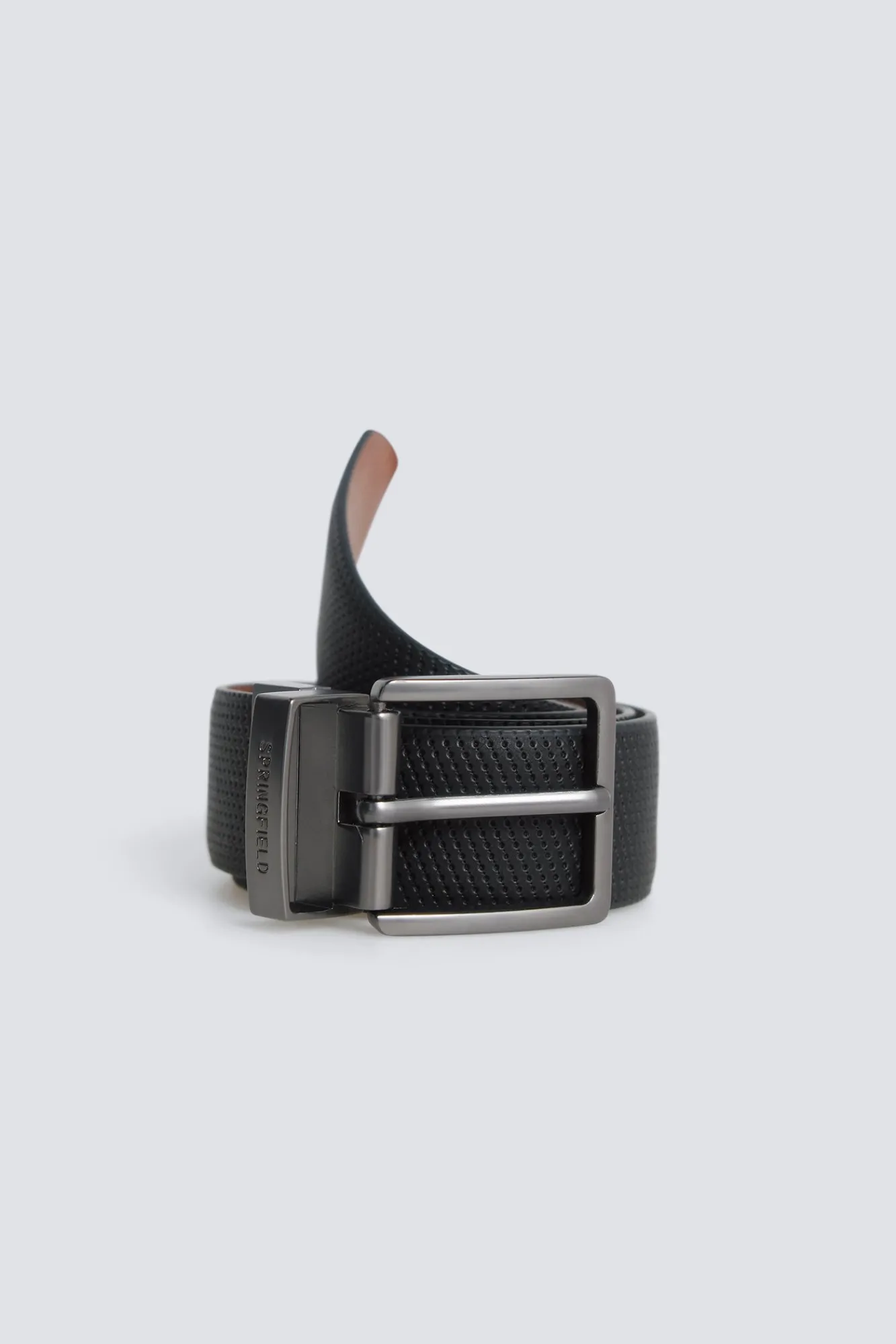 New Springfield Ceinture réversible micro-perforée noir