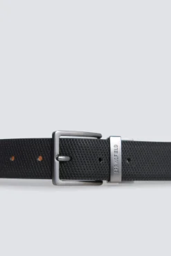 New Springfield Ceinture réversible micro-perforée noir