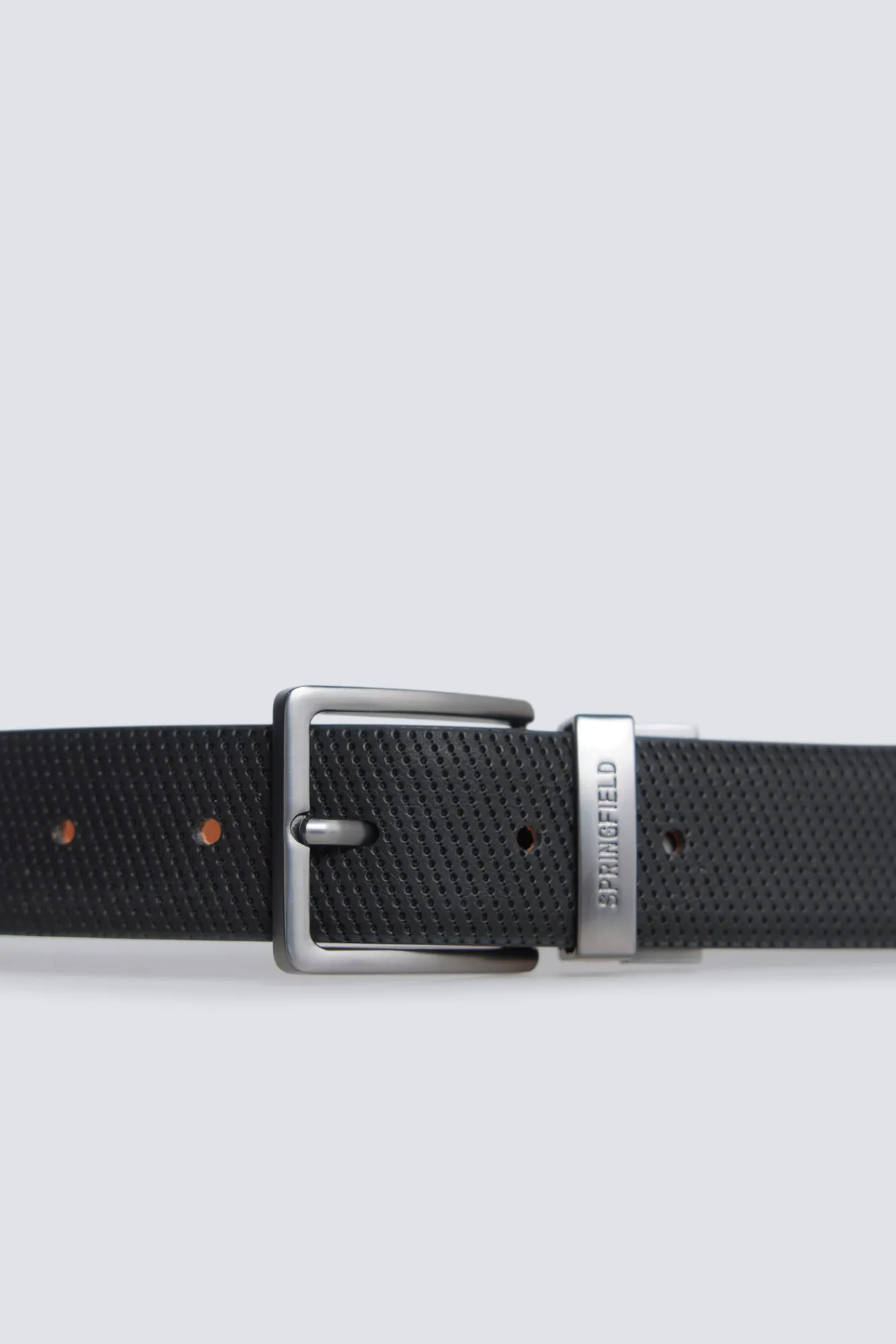 New Springfield Ceinture réversible micro-perforée noir