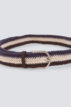Hot Springfield Ceinture tressée à chevrons bleu