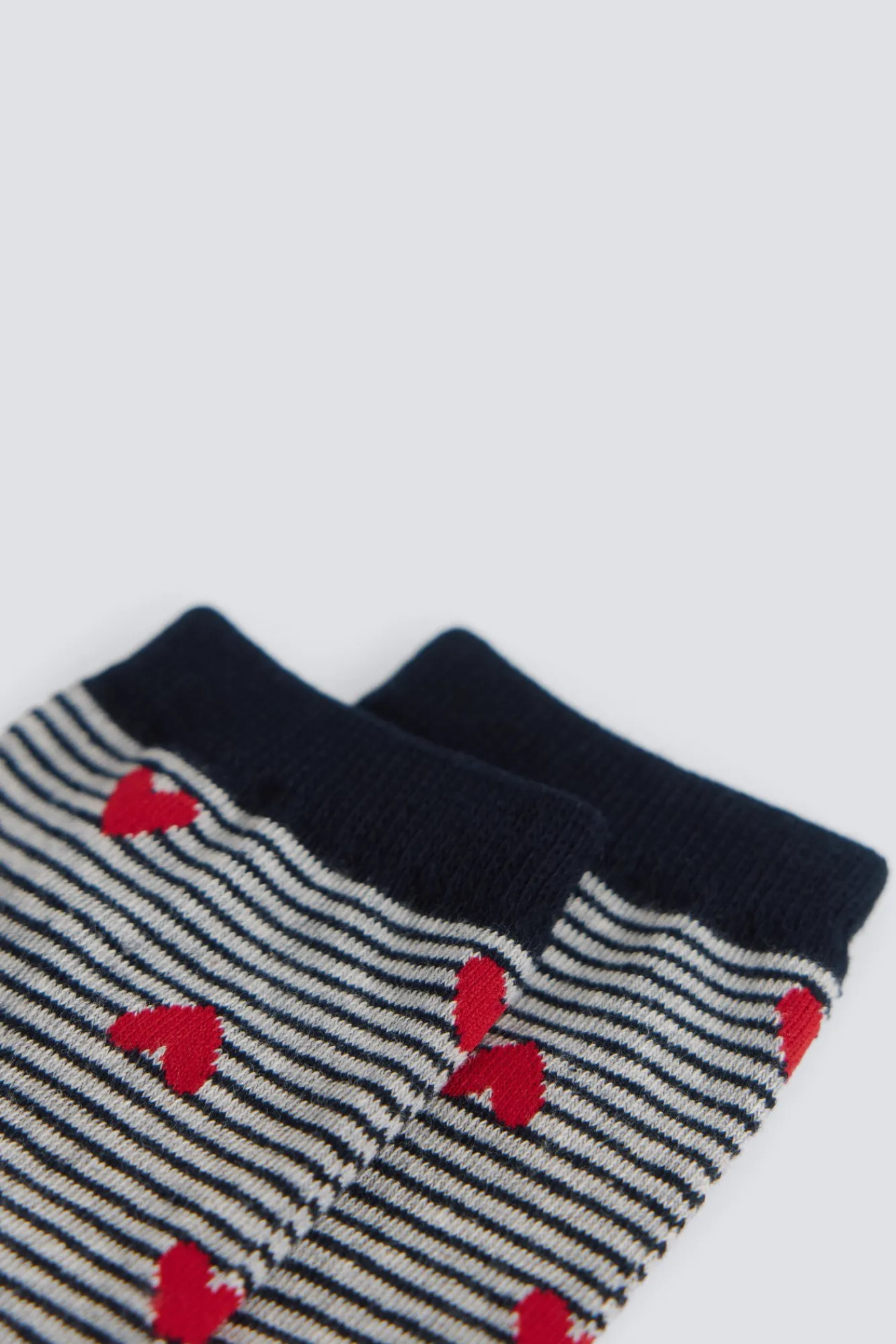 New Springfield Chaussette longue à rayures à cœurs gris