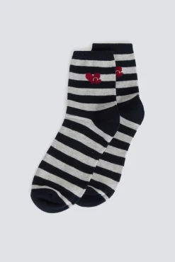 Online Springfield Chaussette longue à rayures cœurs gris