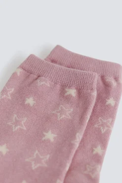 Hot Springfield Chaussette longue &agrave; &eacute;toiles rose