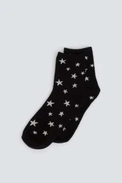 New Springfield Chaussette longue à étoiles noir