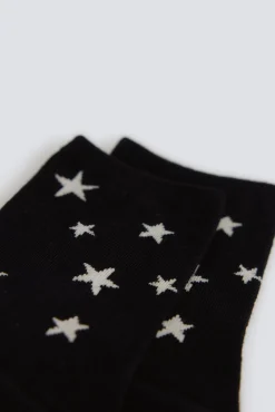 New Springfield Chaussette longue &agrave; &eacute;toiles noir