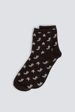 Clearance Springfield Chaussette longue à motifs bottes et étoiles nude