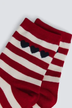 Sale Springfield Chaussettes longues &agrave; rayures c&oelig;urs marron