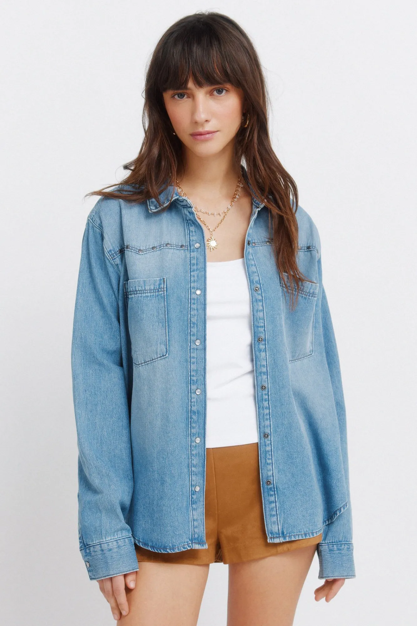 New Springfield Chemise canezou en denim bleu