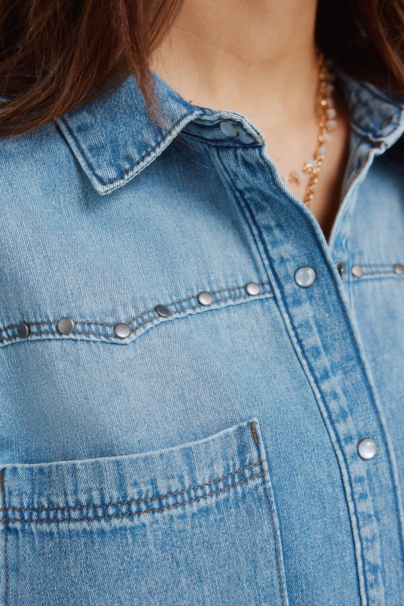 New Springfield Chemise canezou en denim bleu