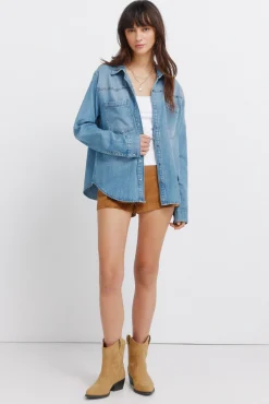 New Springfield Chemise canezou en denim bleu