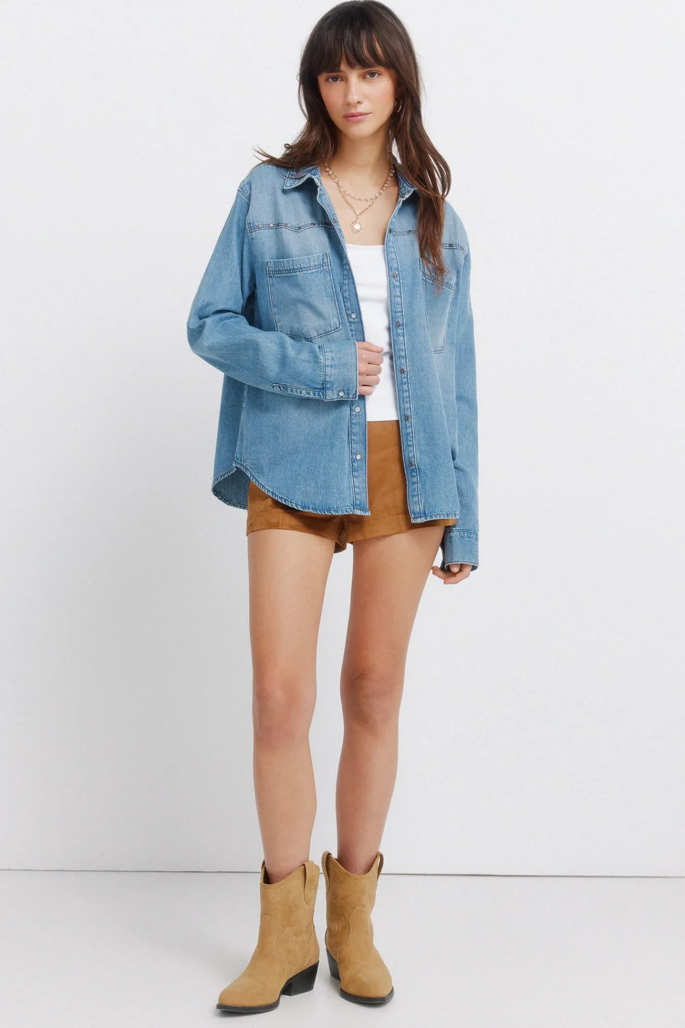 New Springfield Chemise canezou en denim bleu