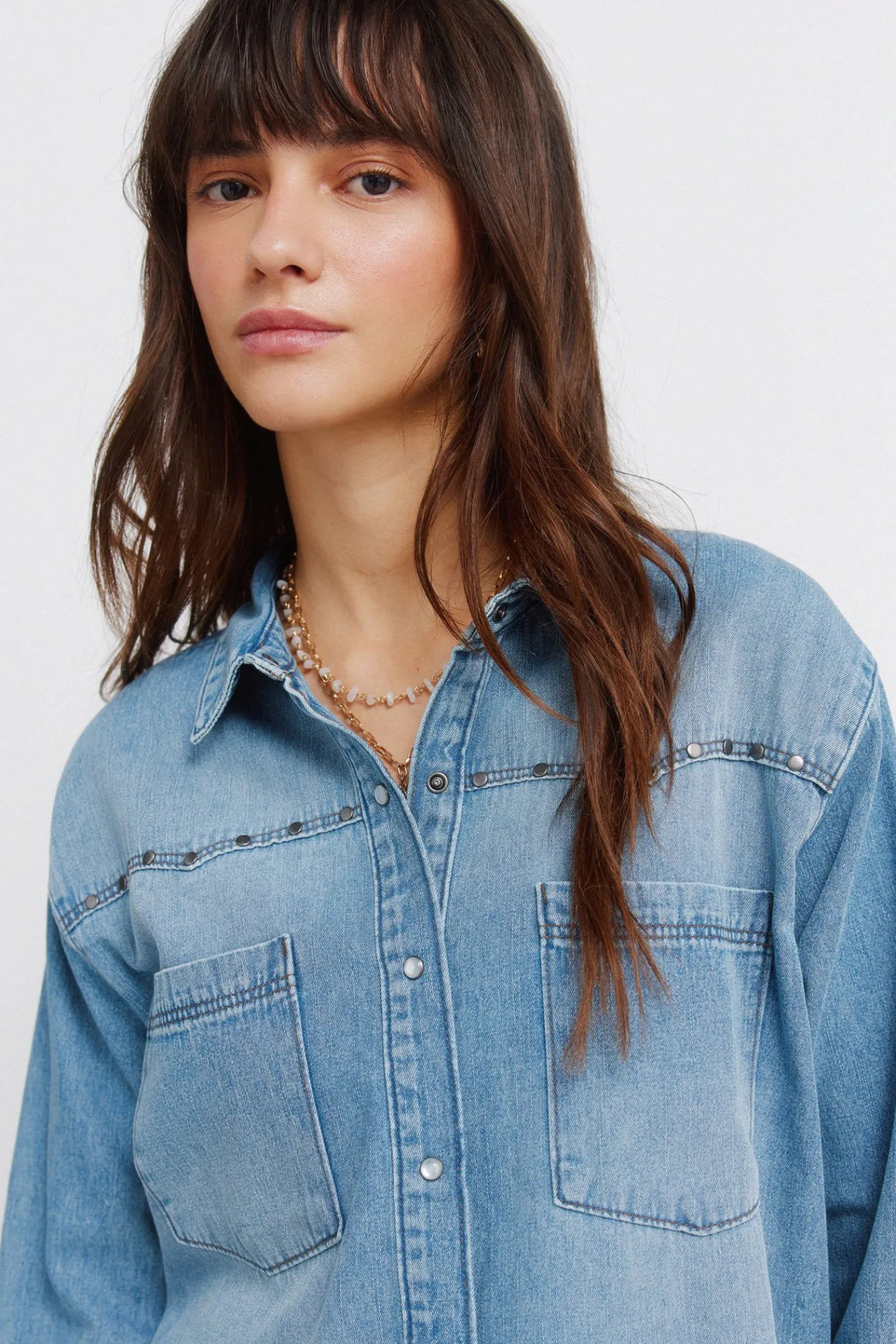New Springfield Chemise canezou en denim bleu